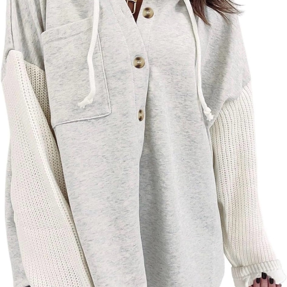Women's Cream Button-Up Hoodie